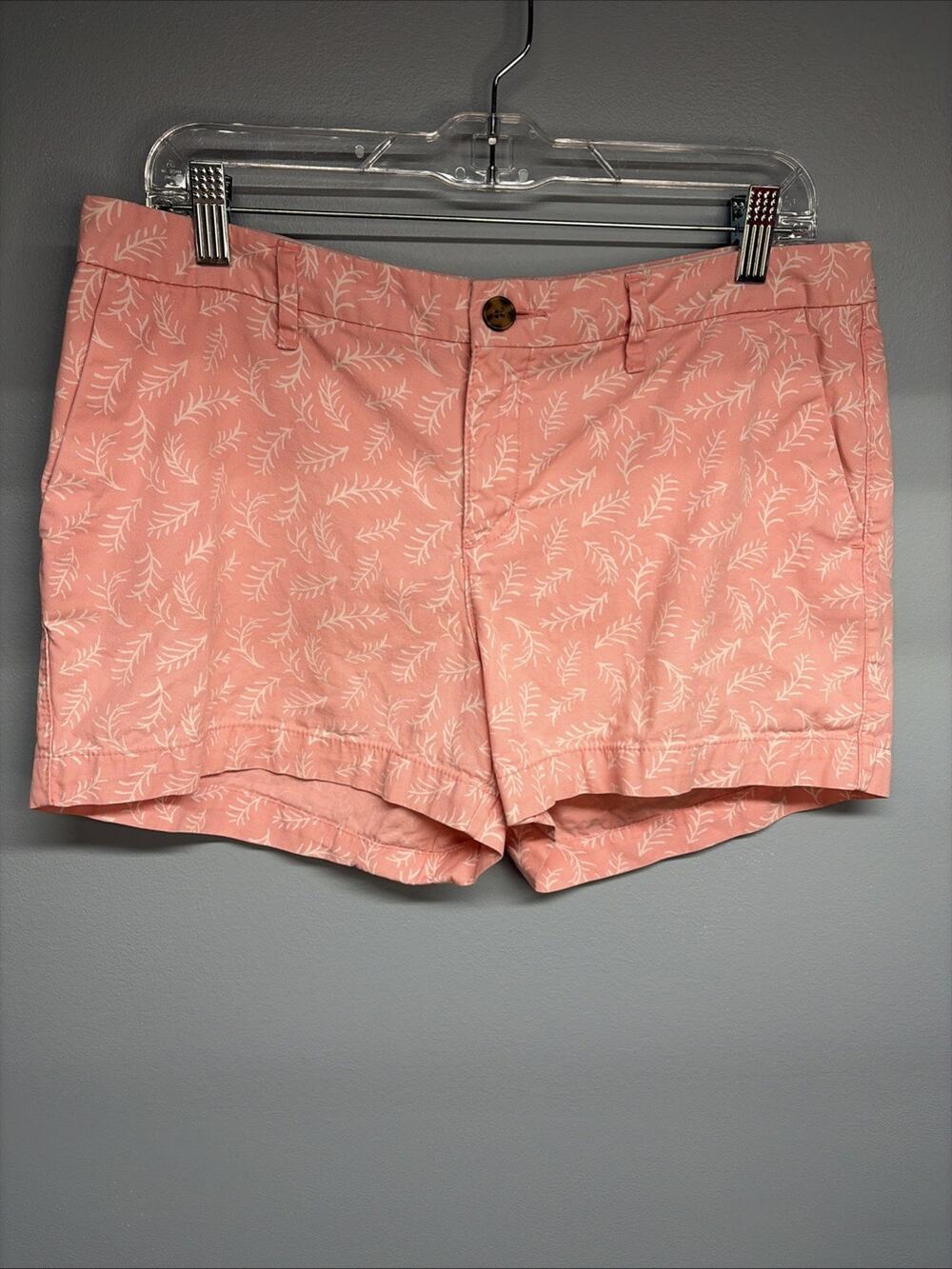 Old Navy - Women's Size 8 Pink Shorts White Vine Print Chino 3" Inseam/35” Waist